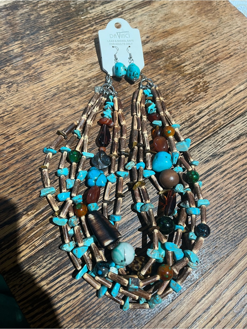 NWT Turquoise Multi-Strand Beaded Necklace w/Earrings
